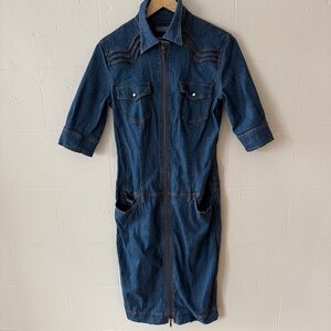 Alexander McQueen | Denim Shirt Dress | Designer Button Front Dress |Size Medium